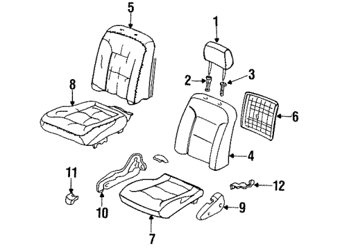 1994 Honda Accord Front Seat Components Pad, Left Front Seat Cushion Molding Diagram for 81532-SV1-L62