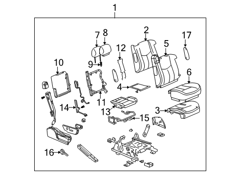 2006 Chevrolet Silverado 1500 Front Seat Components Seat Back Cover Diagram for 19127415