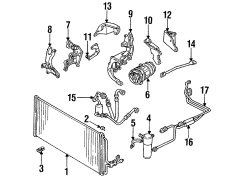 1990 Oldsmobile Cutlass Supreme Alternator Air Conditioner Compressor Assembly Diagram for 89018893