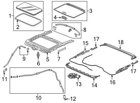 2019 Honda Passport Sunroof Deflector Assy. Diagram for 70500-TZ5-A01