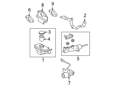 2008 Toyota Camry Hydraulic System Reservoir Assembly Bracket Diagram for 47233-33010