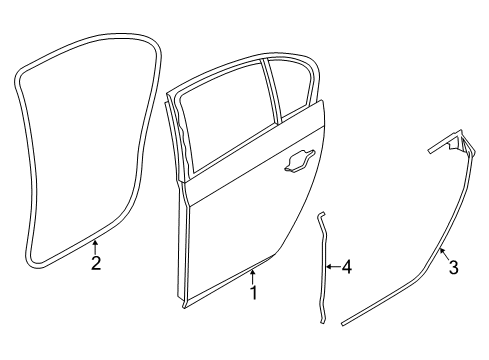 2014 BMW 535i GT Rear Door Channel Seal, Outer, Door, Rear Right Diagram for 51357176778