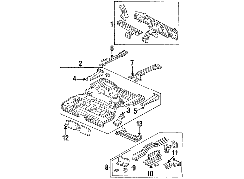 1994 Honda Accord Rear Body Panel, Floor & Rails Panel Set, RR. Floor Diagram for 04655-SV5-A00ZZ