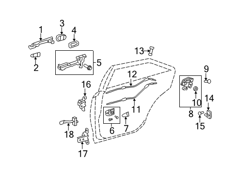 2008 Toyota Camry Rear Door - Lock & Hardware Cover Diagram for 69227-60020-R2