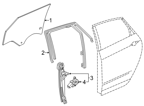 2020 Cadillac XT5 Rear Door Run Weatherstrip Diagram for 84659194