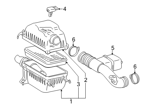2001 Toyota Sequoia Powertrain Control Air Cleaner Assembly Diagram for 17700-0F031