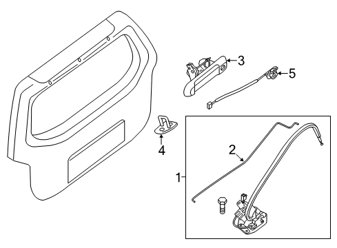 2015 Nissan Xterra Lift Gate - Lock & Hardware Lock Assembly Tail Gate Diagram for 90602-EA000