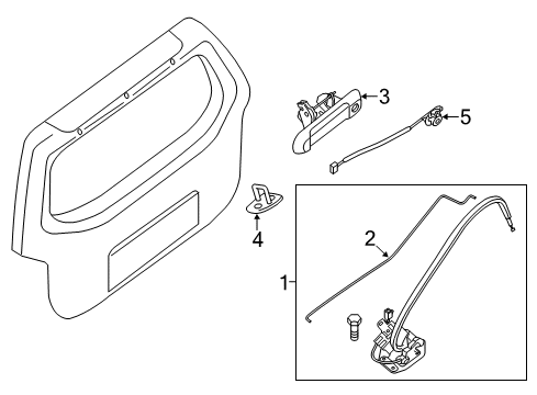 2015 Nissan Xterra Lift Gate - Lock & Hardware Cylinder Back Door Lock Diagram for 90605-EA000