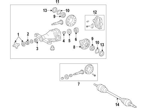 2018 Lexus RC300 Rear Axle, Differential, Drive Axles, Propeller Shaft Carrier Assembly, Differential Diagram for 41110-24270