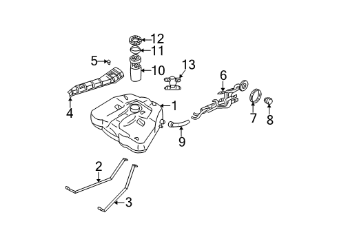 2004 Nissan Altima Fuel Supply Fuel Tank Assembly Diagram for 17202-7Y000