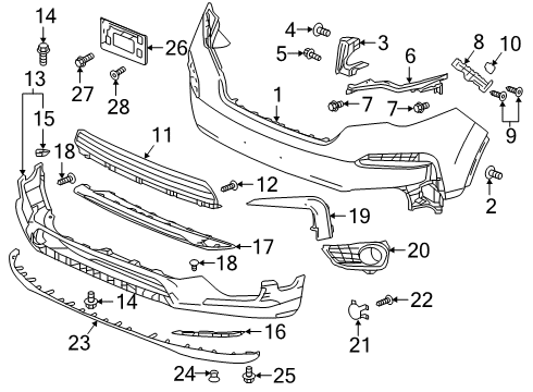 2019 Honda Pilot Front Bumper Cor Up Beam Comp R Diagram for 71140-TG7-A01