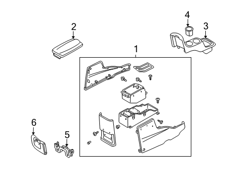 2003 Ford Escape Center Console Cup Holder Diagram for YL8Z-7813562-AAC