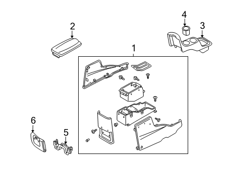 2003 Ford Escape Center Console Console Assembly Diagram for YL8Z-78045A36-CAC