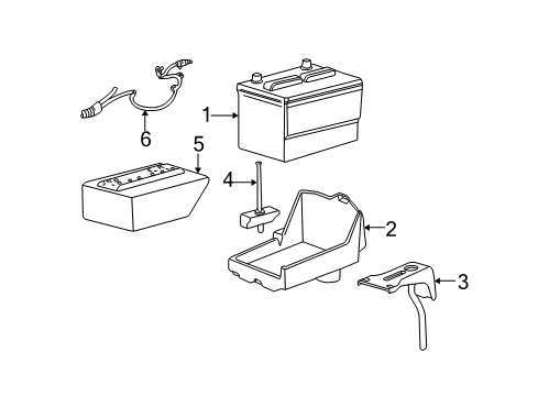 2000 Ford Taurus Battery Battery Tray Diagram for YF1Z-10732-AD
