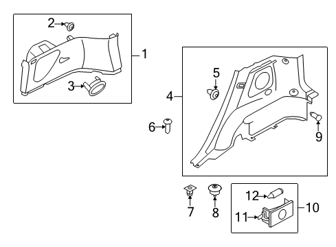 2011 Kia Soul Interior Trim - Quarter Panels Trim Assembly-Rear Pillar Diagram for 858602K100QW