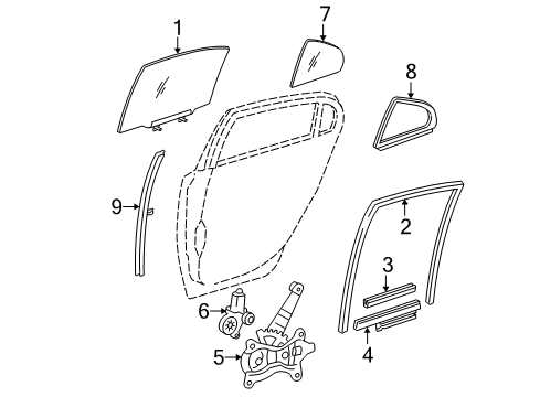 2012 Lexus IS350 Rear Door Run, Rear Door Glass, LH Diagram for 68152-53030