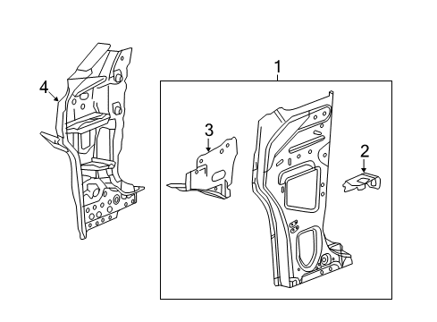 2017 Buick LaCrosse Hinge Pillar Extension Panel Diagram for 22975344