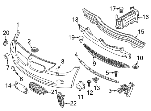 2008 BMW Z4 Front Bumper Cover, Spray Nozzle Left Primed Diagram for 51117078261