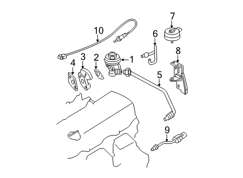 1998 Nissan Frontier Emission Components Heated Oxygen Sensor, Rear Diagram for 226A0-3S561