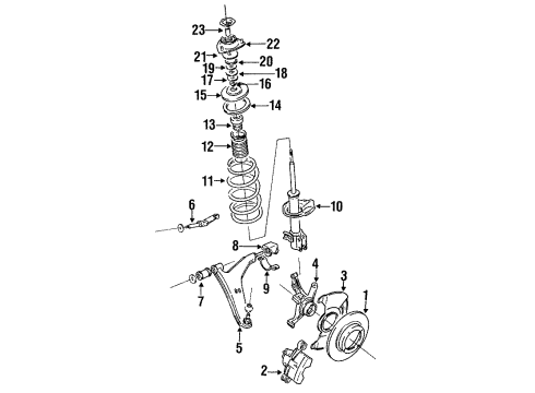 1993 Geo Metro Front Suspension Components, Lower Control Arm Front Brake Rotor Diagram for 91175503