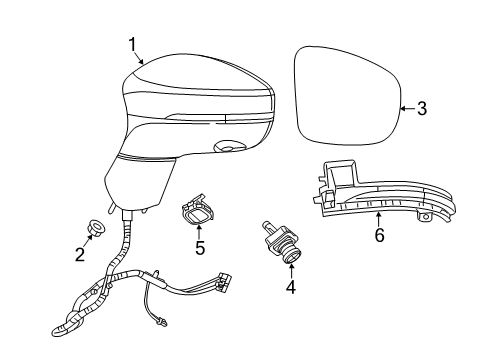 2020 Chrysler Pacifica Mirrors Outside Rearview Mirror Diagram for 6WY94PW2AA