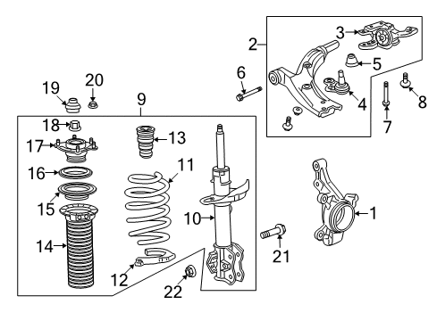 2012 Acura RDX Front Suspension Components, Lower Control Arm, Stabilizer Bar Cap, Front Shock Absorber Mounting Diagram for 51608-STK-A01
