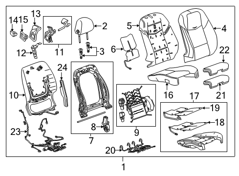 2016 Cadillac ATS Passenger Seat Components Seat Back Pad Diagram for 23169839