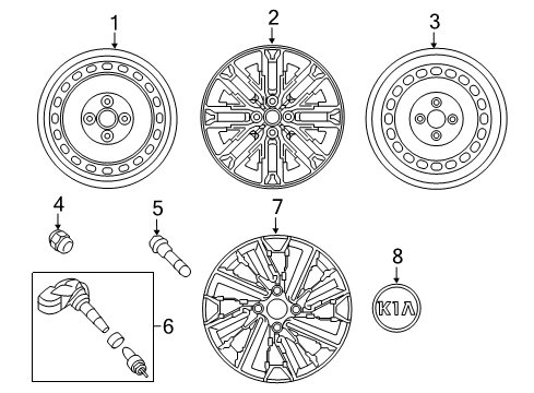 2019 Kia Rio Wheels, Covers & Trim Steel Wheel Assembly Diagram for 52910-H9100