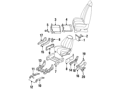 1997 Mercury Villager Seats & Track Components Switch Diagram for F3XY14A701AA