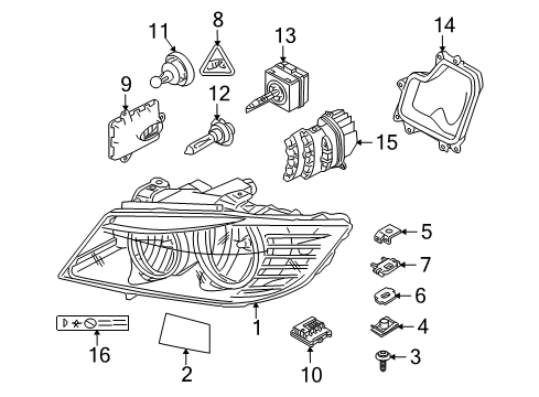 2010 BMW 335i Headlamps Adjusting Element, Headlight Diagram for 63117162083