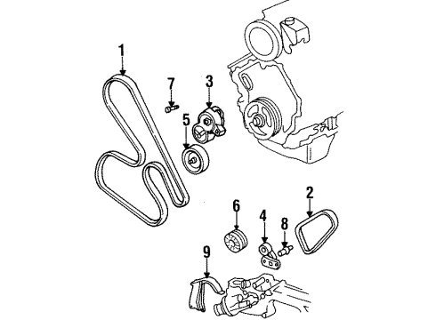 1997 Oldsmobile Aurora Belts & Pulleys Pulley Asm - Belt Idler Diagram for 12555245