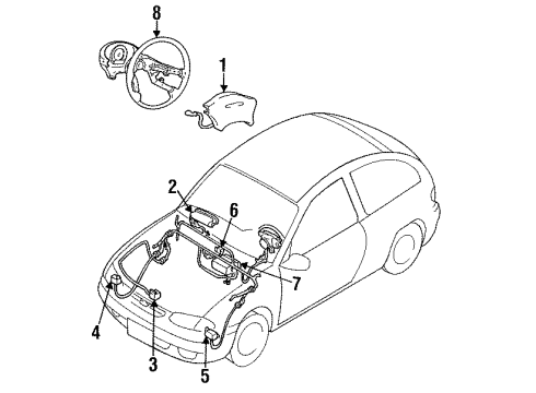 1995 Ford Aspire Air Bag Components Sensor Diagram for F4BZ-14B004-A