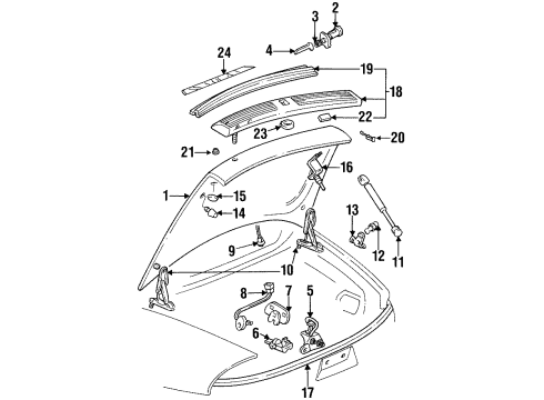 1998 Oldsmobile Aurora Trunk Strut Asm-Rear Compartment Lid Diagram for 25693565