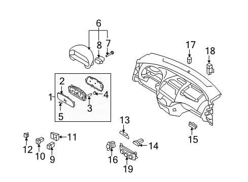 2010 Hyundai Elantra Switches Cluster Assembly-Instrument Diagram for 94004-2H100