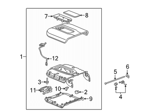 2022 Chevrolet Tahoe Center Console Latch Diagram for 84925701