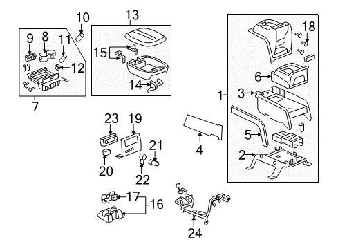 2014 Cadillac Escalade ESV Center Console Console Assembly Diagram for 22768884