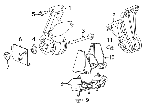 2017 Ram 1500 Engine & Trans Mounting Bracket-Transmission Mount Diagram for 68089043AA