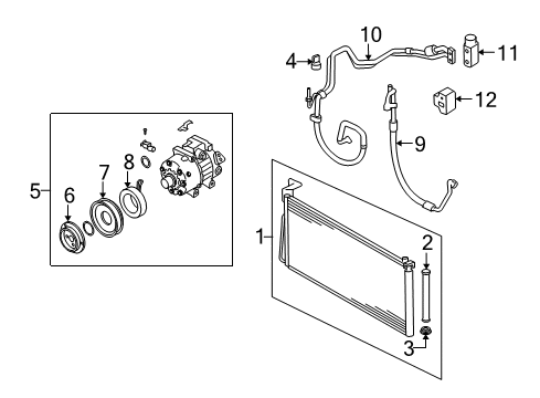 2008 Hyundai Sonata A/C Condenser, Compressor & Lines Compressor Assembly Diagram for 97701-3K425