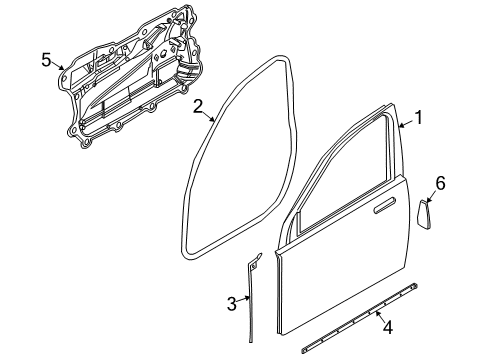 2004 BMW 745i Front Door Gasket, Door Joint, Bottom Front Left Diagram for 51218223663