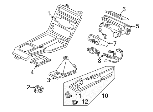 1997 Acura NSX Center Console Panel, Tray (Black) Diagram for 77298-SL0-A00ZA