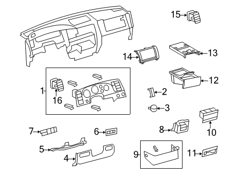 2007 Toyota Tundra Cluster & Switches, Instrument Panel Cluster Trim Diagram for 55422-0C010