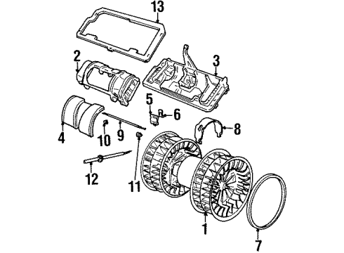 1995 BMW 840Ci Blower Motor & Fan Clamp Diagram for 64111358563