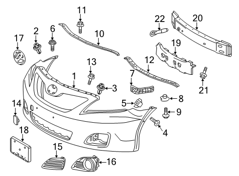 2011 Toyota Camry Front Bumper Side Support Diagram for 52535-06030