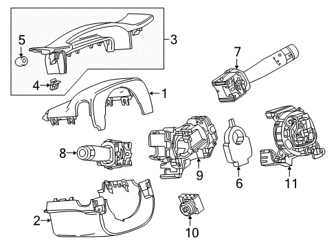 2015 Cadillac ATS Shroud, Switches & Levers Upper Column Cover Diagram for 23234863