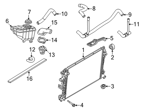 2006 Mercury Grand Marquis Radiator & Components Thermostat Outlet Diagram for 1W7Z-8592-AB