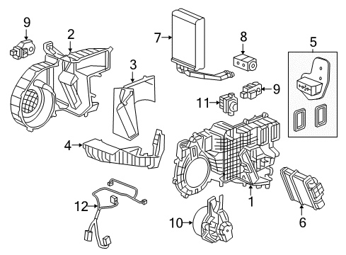 2016 Cadillac CT6 Auxiliary Heater & A/C Evaporator Core Diagram for 84252922