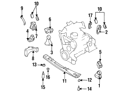 1996 Nissan Quest Engine & Trans Mounting Bolt Diagram for 01125-0002U