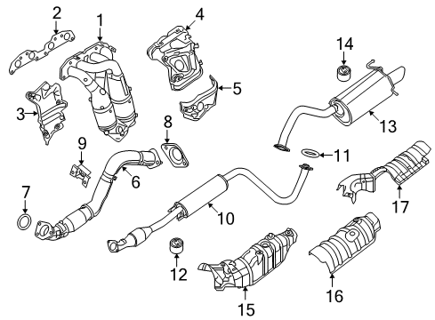 2010 Nissan Sentra Exhaust Components, Exhaust Manifold Exhaust, Main Muffler Assembly Diagram for 20100-ET000