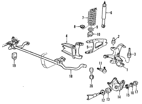 1988 Ford F-150 Front Suspension Components, King Pin, Stabilizer Bar Radius Arm Diagram for E9TZ-3A360-C