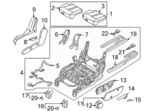 2022 Kia Sorento Second Row Seats Pad Assembly-Rear Seat C Diagram for 89150P2510